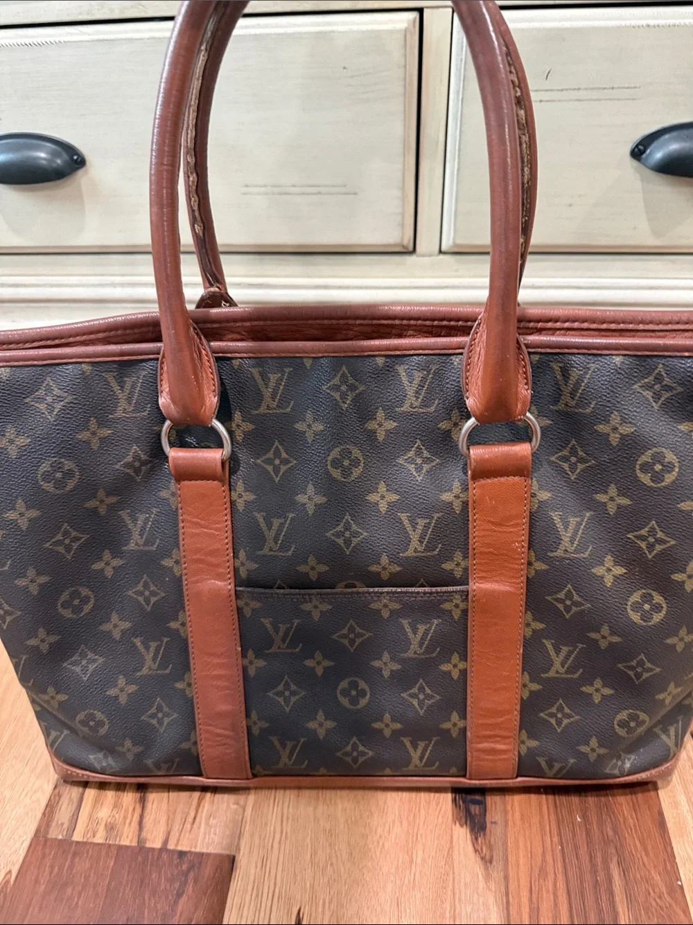 Louis Vuitton Brown Monogram Canvas Carryall with Tan Leather Trim